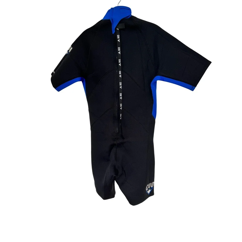 EVO 3mm Shorty Wetsuit Mens XL Black Blue Short Sleeve Back Zip Scuba Dive Surf